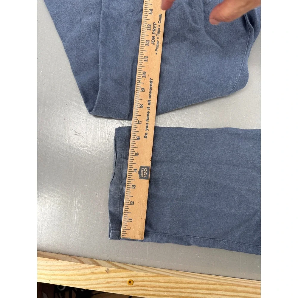 Springfield Mens Blue Linen‎ Blend Drawstring Chino Pants Straight Leg Casual L
